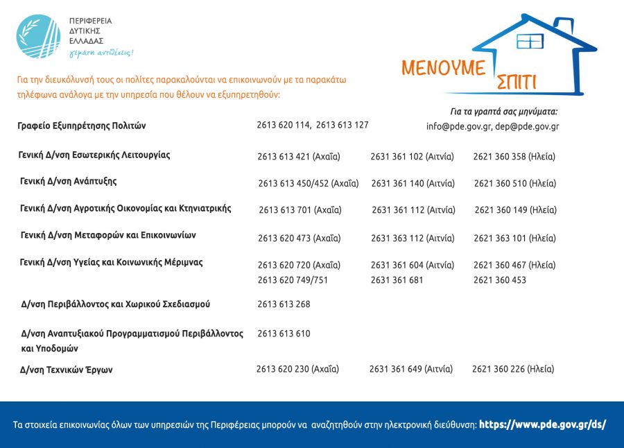 Τηλέφωνα εξυπηρέτησης υπηρεσιών ΠΔΕ
